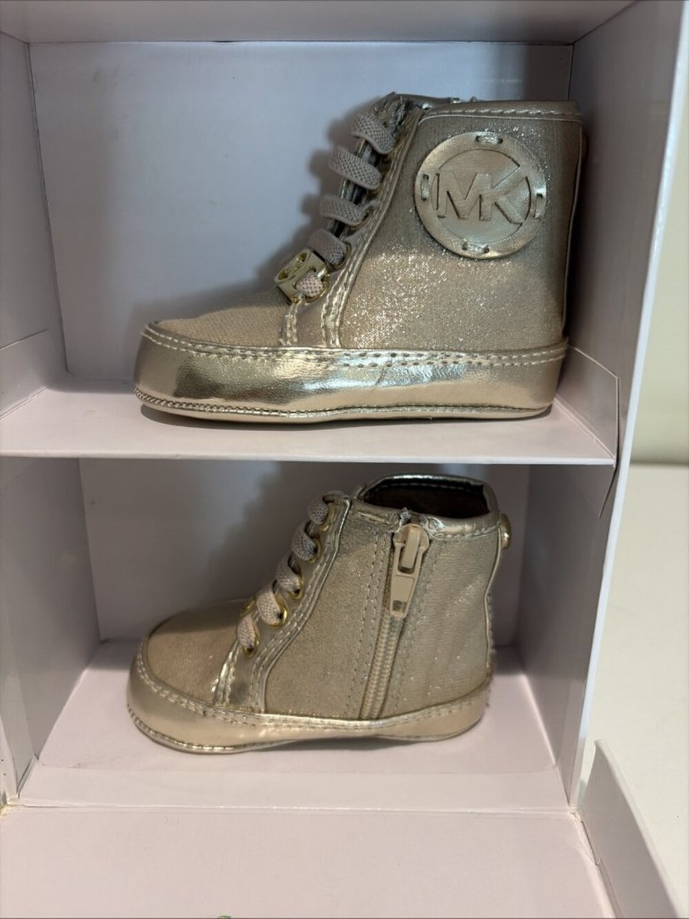 Michael Kors Baby Ana High Top Sneakers Crib Shoes Size 1 (6 Wks - 3 Mos) NEW